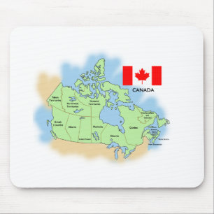 Flag and Map of Canada Mouse Pad