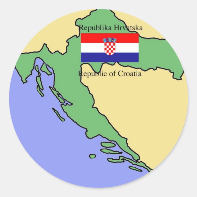 Flag and Map of Croatia Classic Round Sticker (Front)