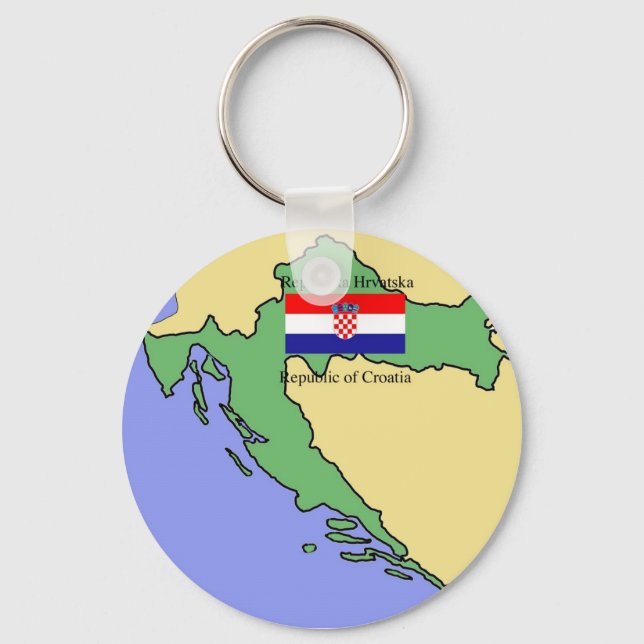 Flag and Map of Croatia Key Ring (Front)