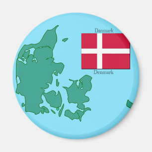 Flag and Map of Denmark Magnet