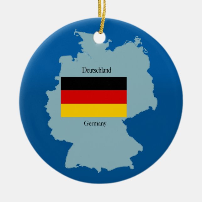 Flag and Map of Germany Ceramic Tree Decoration (Front)
