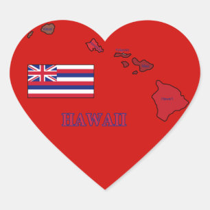 Flag and Map of Hawaii Heart Sticker