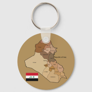 Flag and Map of Iraq Key Ring
