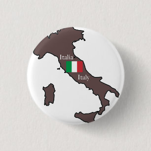 Flag and Map of Italy 3 Cm Round Badge