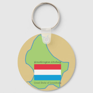 Flag and Map of Luxembourg Key Ring