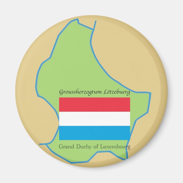 Flag and Map of Luxembourg Magnet (Front)