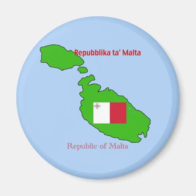Flag and Map of Malta Magnet (Front)