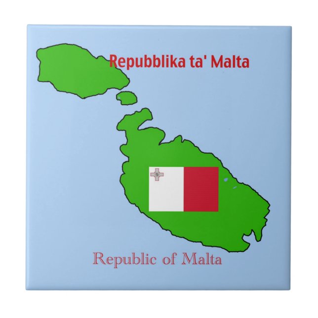 Flag and Map of Malta Tile (Front)