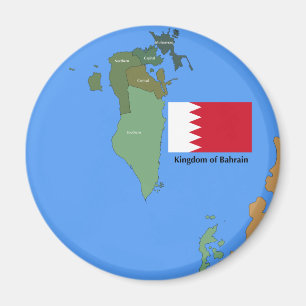 Flag and Map of the Kingdom of Bahrain Magnet