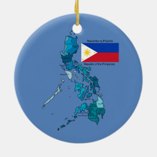 Flag and Map of the Philippines Ceramic Tree Decoration