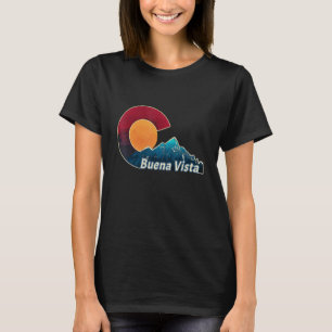 Flag And Mountain Styled Buena Vista Colorado T-Shirt