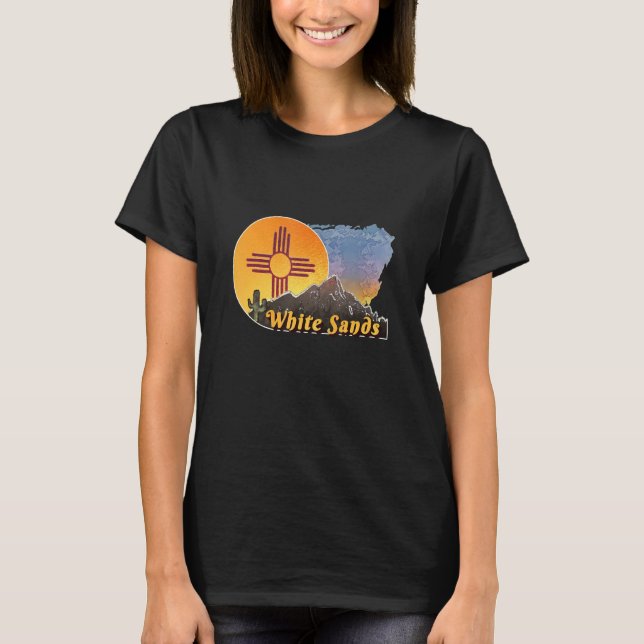 Flag And Mountain Styled White Sands New Mexico T-Shirt (Front)