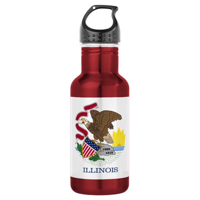 Flag and Seal of Illinois 532 Ml Water Bottle (Front)