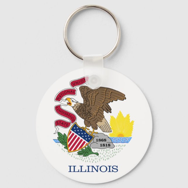 Flag and Seal of Illinois Key Ring (Front)