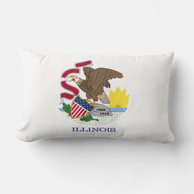 Flag and Seal of Illinois Lumbar Cushion (Front)