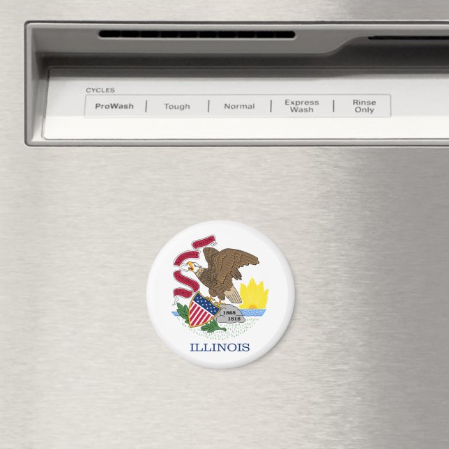 Flag and Seal of Illinois Magnet (In Situ (Dishwasher))