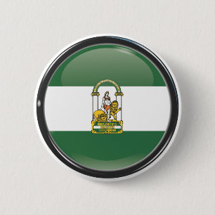 Flag and shield of Andalusia 6 Cm Round Badge