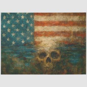 Flag and Skull in Water Decoupage Paper – Memorial