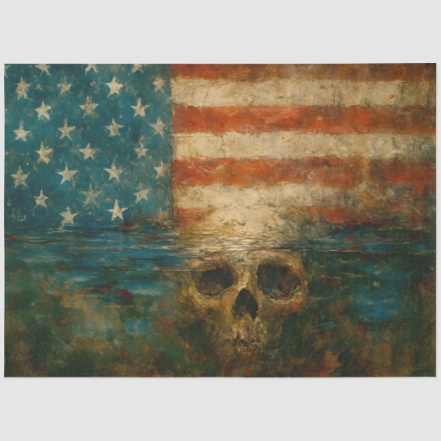 Flag and Skull in Water Decoupage Paper – Memorial (Front)