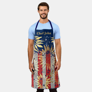 Flag and sunflowers personalised apron