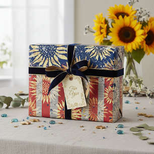 Flag and sunflowers wrapping paper