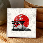 Flag and Symbols of Japan ID153 Ceramic Tile<br><div class="desc">This patriotic ceramic tile design features the flag of Japan overlaying images of Mount Fuji,  cherry blossoms and a torii gate...  all with a modern,  distressed effect. Search ID153 to see other products with this design.</div>