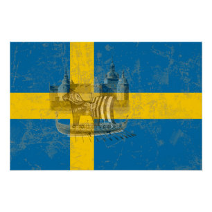 Flag and Symbols of Sweden ID159 Poster