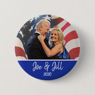 Flag Background Joe & Jill Biden President 2020 6 Cm Round Badge