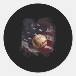 Flag Baseball Vintage 4th Of July Usa Patriotic  Classic Round Sticker