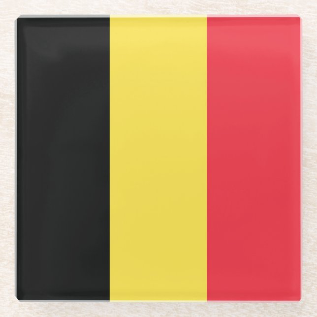 Flag Belgium Tricolor Glass Coaster (Front)