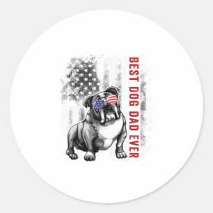 Flag Best English Bulldog Dad Ever 4th Of July Classic Round Sticker