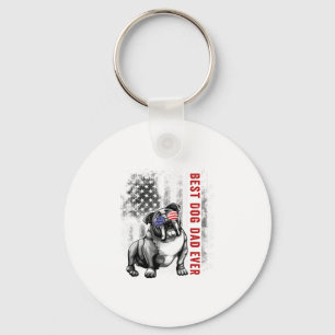 Flag Best English Bulldog Dad Ever 4th Of July  Key Ring