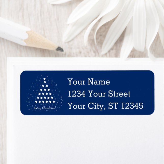 Flag Blue Elegant Texas Christmas Tree Return Address Label (Insitu)