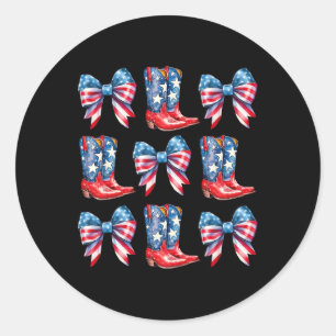 Flag Boots And Bows 4th Of July Cowgirl Western 1 Classic Round Sticker