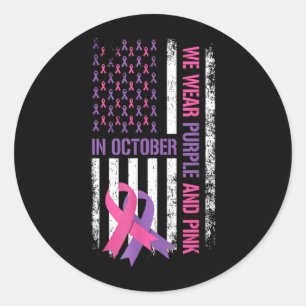 Flag Breast Cancer and Domestic Violence Awareness Classic Round Sticker