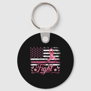 Flag Breast Cancer Awareness Pink Ribbon Fight  Key Ring