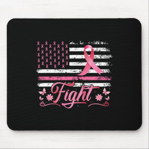 Flag Breast Cancer Awareness Pink Ribbon Fight Mouse Pad