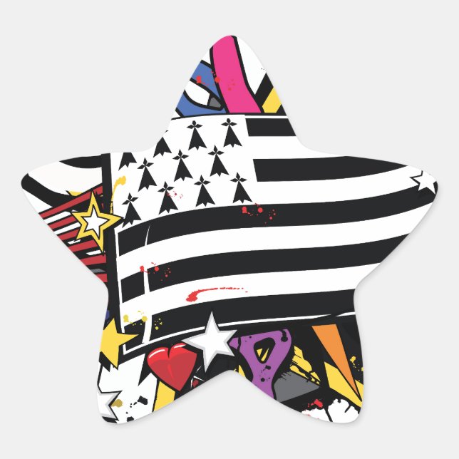 Flag Brittany Breizh graffiti Breton graff Star Sticker (Front)