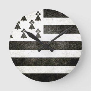 Flag Brittany Vintage Round Clock