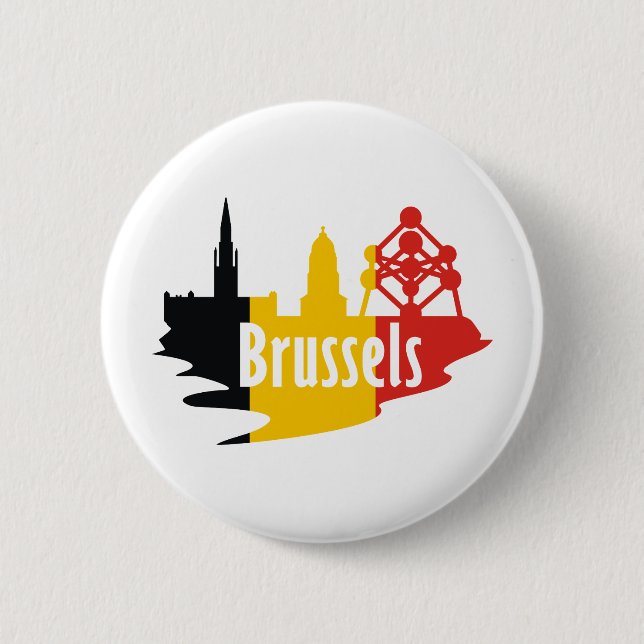Flag Brussels 6 Cm Round Badge (Front)