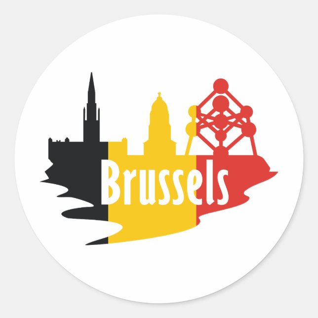 Flag Brussels Classic Round Sticker (Front)