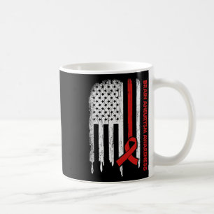 Flag Burgundy Ribbon Brain Aneurysm Awareness Coffee Mug
