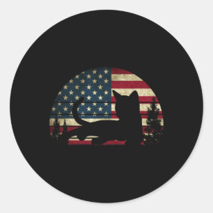 Flag Cat Kitty Patriotic 4th Of July Kitten Lover Classic Round Sticker