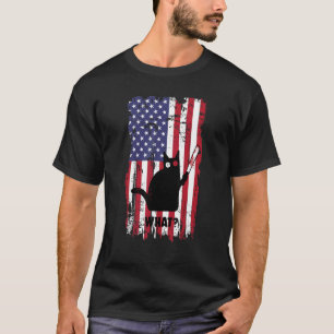 Flag Cat What  Black Cat Murderous Cat With Machet T-Shirt