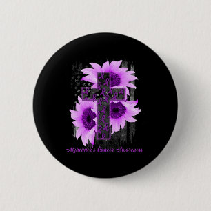 Flag Christian Cross Ribbon Alzheimerheimer Cancer 6 Cm Round Badge
