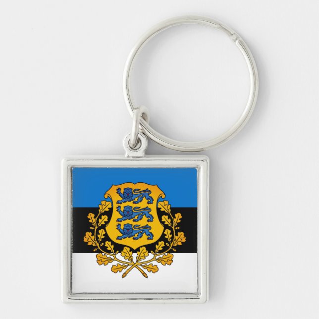 Flag/ coat of arms of Estonia Key Ring (Front)