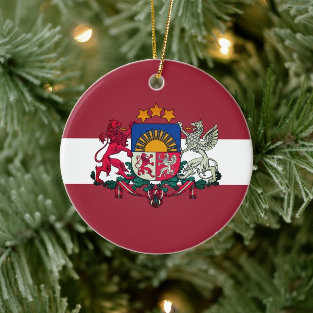 Flag/ coat of arms of Latvia Ceramic Ornament (Tree)