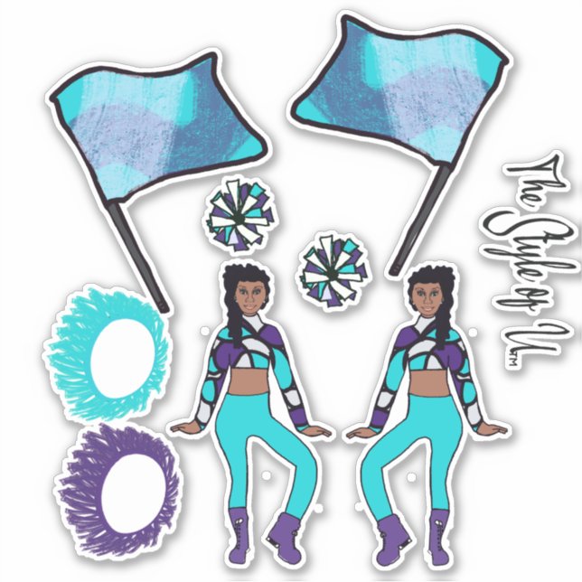 Flag Colour Guard Stickers ( Aqua Purple White A ) (Front)
