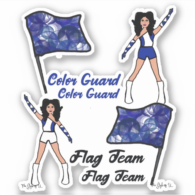 Flag Colour Guard Stickers ( Blue  White 2) (Front)