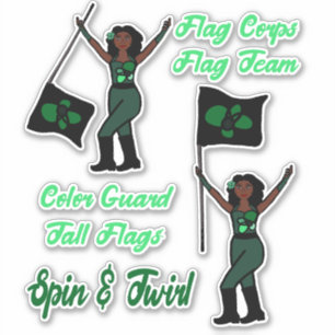 Flag Colour Guard Stickers ( Green Flower)